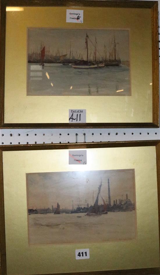 M Grun, 2 watercolours, Greenwich